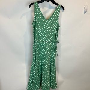 Loft Sleeveless Polka Dot linen Bl MIDI Dress